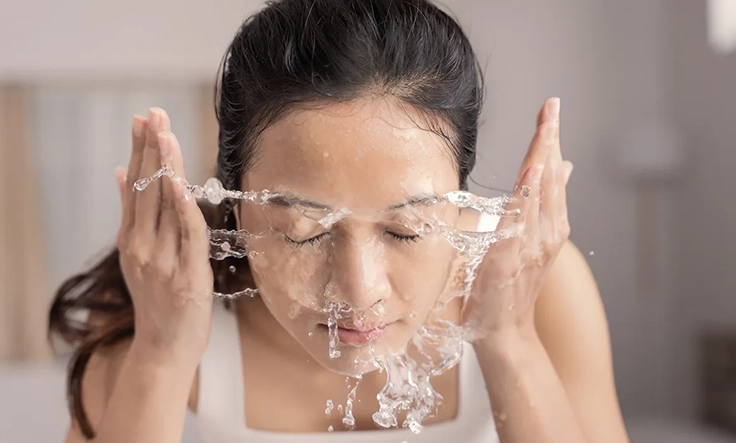 expert skincare tips by a skin specialist on washing care for the face with hot water.