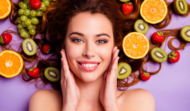 Vibrant, nutrient-rich foods packed with vitamin C to increase  glowing skin and hair care